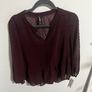 Sheer maroon blouse